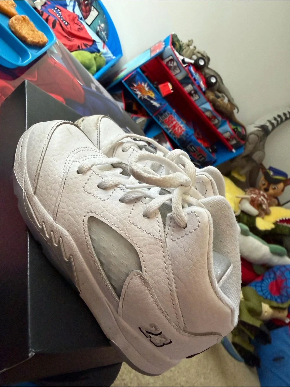 Kids White Basketball Sneakers with 23 Detail